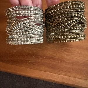 Silver and Gold Beaded Cuff Bracelets